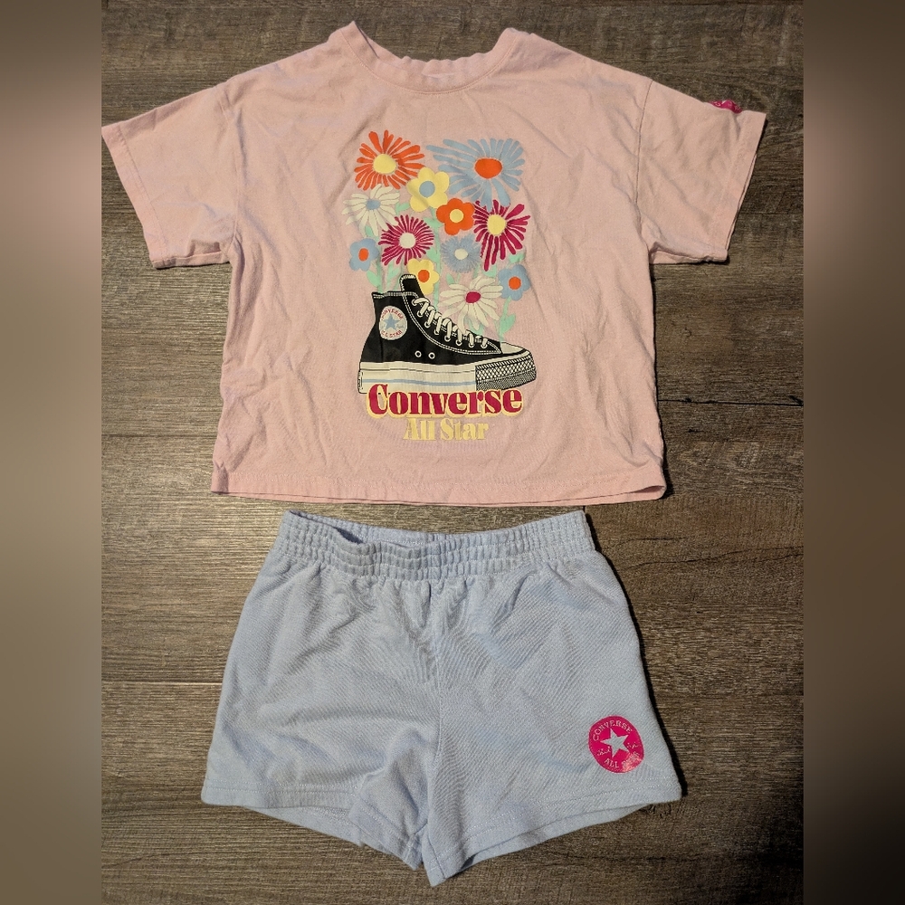 Converse All Star Pink Graphic Tee and Shorts Set